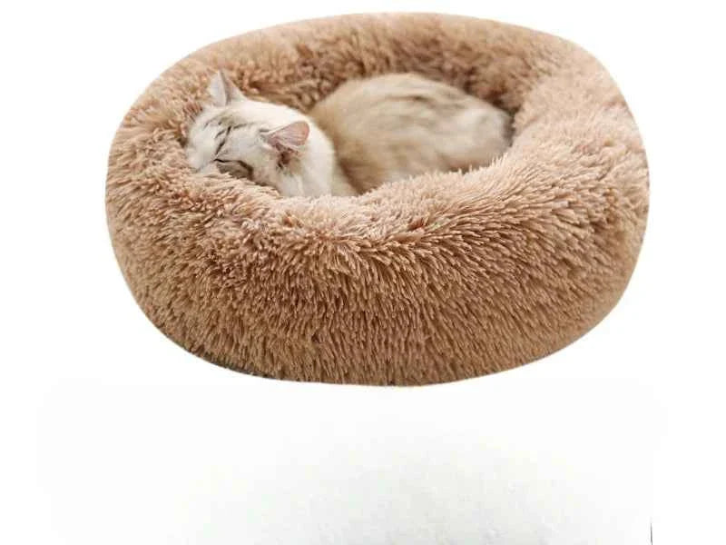 Round pet bed for anxious pets - Plush and calming