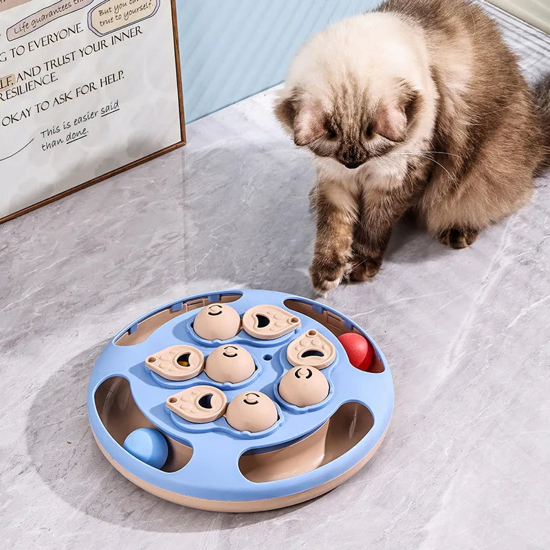Smart Cat Puzzle Toy Slow Feeder Interactive Turntable Food Dispenser For Indoor Cats Anti-Boredom Pet Training Play Toy