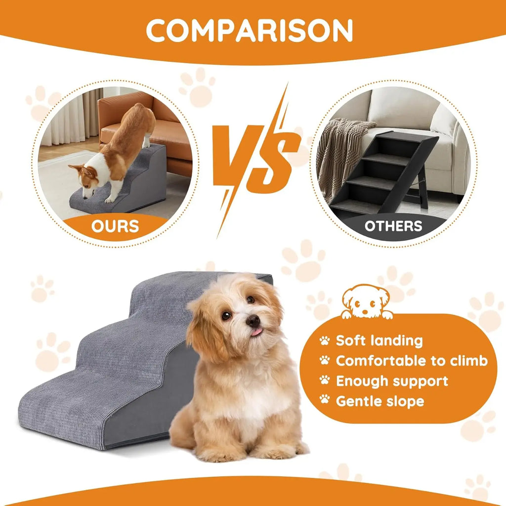 Dog Stairs for Small Dogs, 4-Step Dog Ramp for Bed 19.7' H, Dogs Steps for Bed, Couch, Pet Stairs with Non-Slip Bottom Design, C