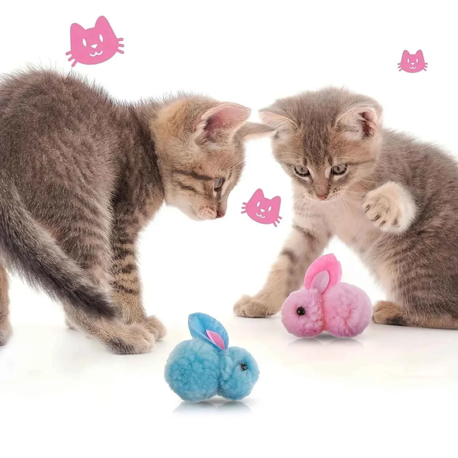 10pcs Plush Bunny Cat Toy Balls – Soft, Colorful & Interactive