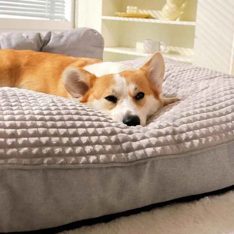 Removable Washable Pet Bed Mat – Soft Plaid Dog & Cat Sofa Cushion for Winter Comfort