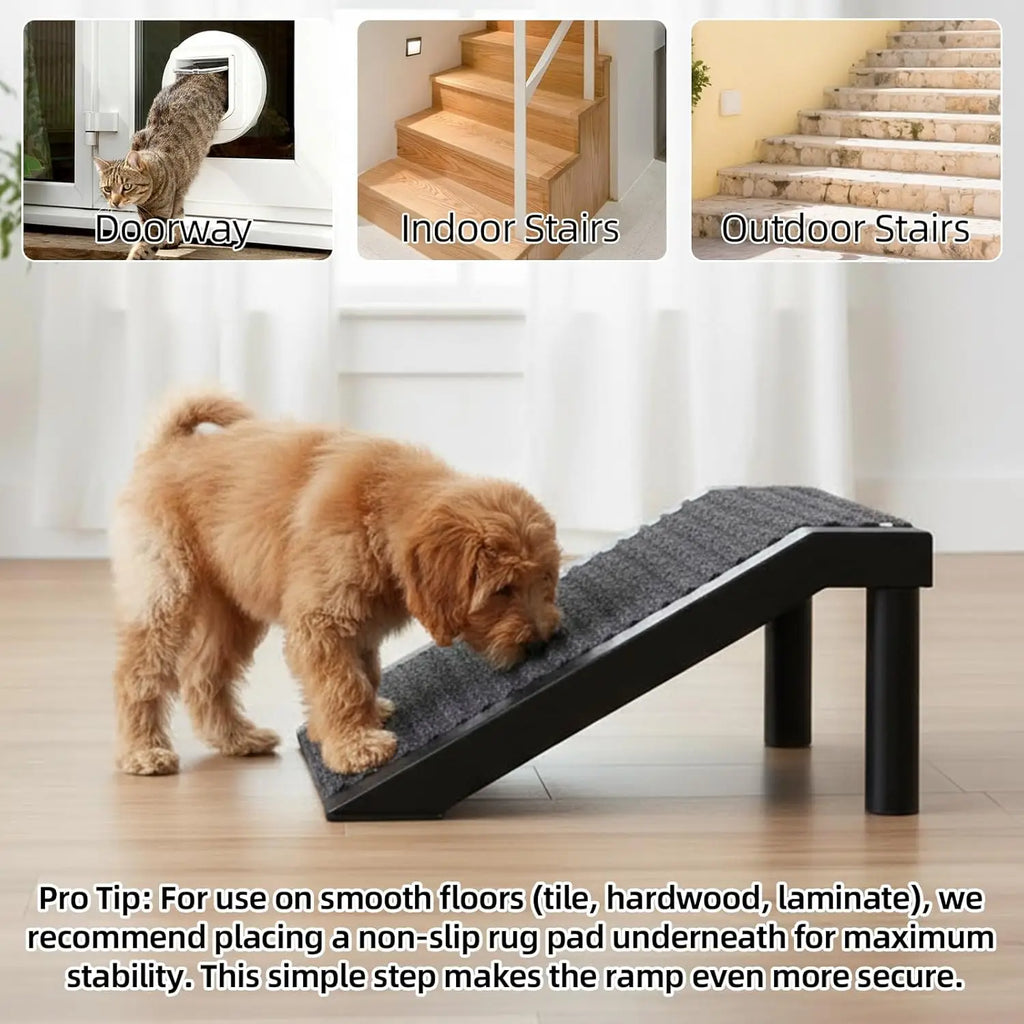 Dog Ramp for Stairs – Non-Slip Pet Steps with Locked-in Carpet & Iron Frame, Helps Senior Dogs & Small Breeds Climb Safely (2-Pa