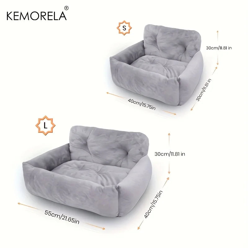KEMORELA Car Seat for Cats & Small Dogs Winter Soft Gray Ergonomic Pet Carrier with Adjustable Straps Durable Polyester Material