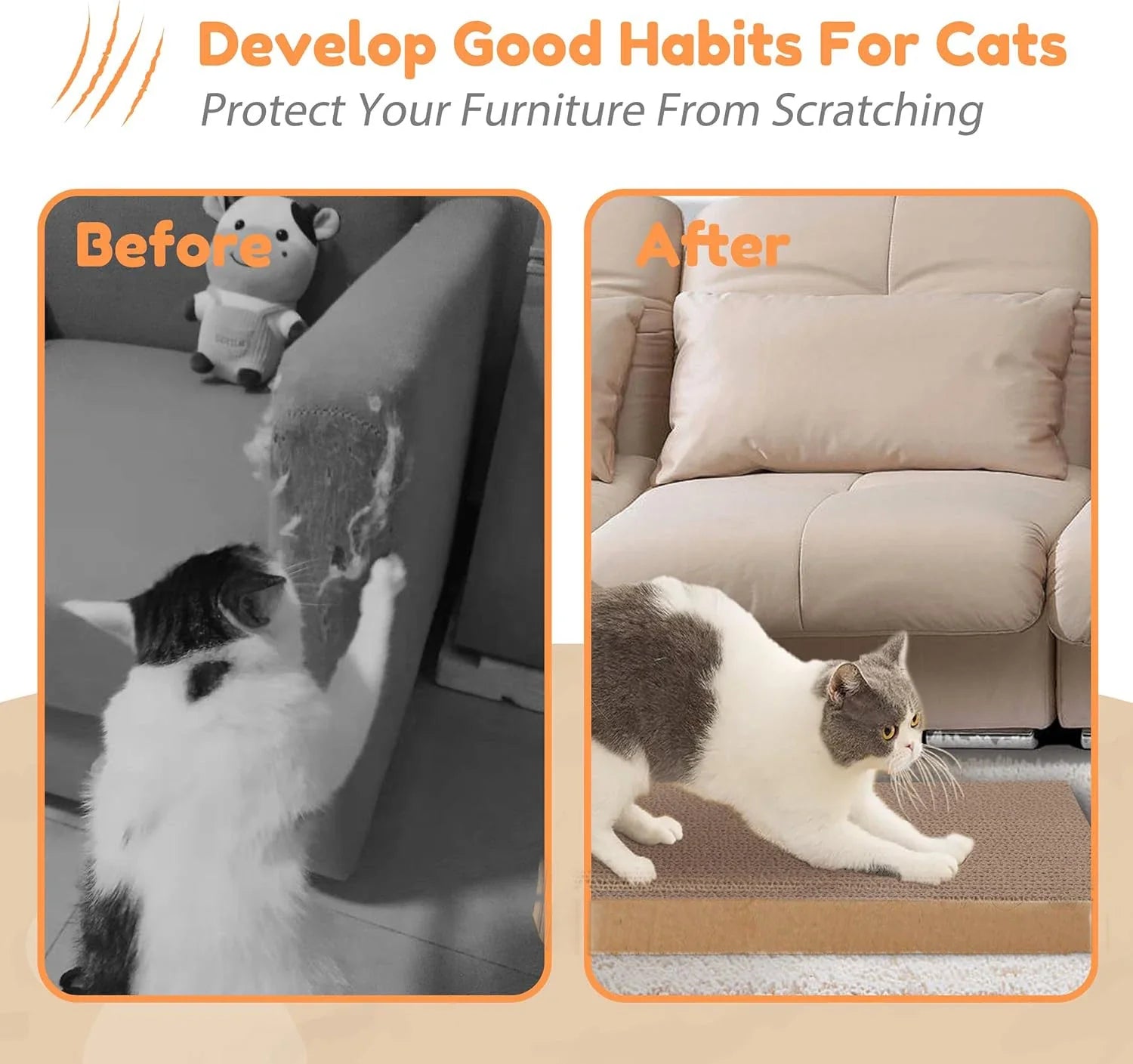 Durable Cardboard Cat Scratching Pad with Cat Bed Combo Non-Shedding All-Season Pet Bed Toy for Cats, Essential Pet Supplies