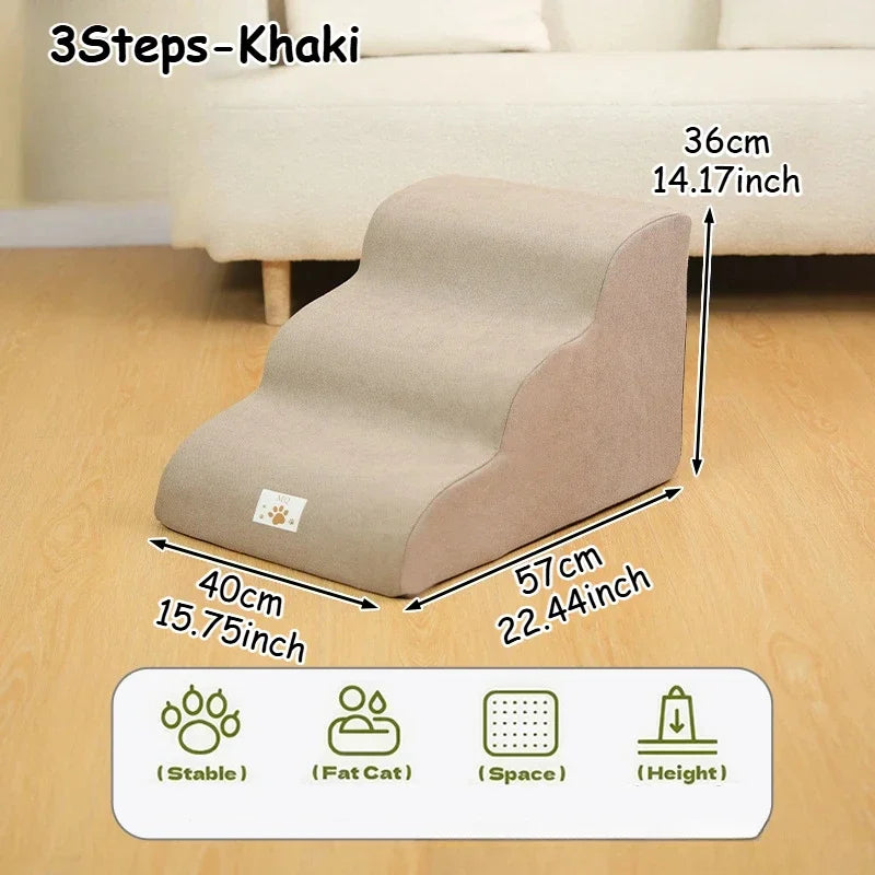Dog Stairs Ramp for Bed 3/4-Step Dog Steps for High Bed & Couch Pet Steps for Small Dogs Cats Non-Slip Balanced Dog Indoor Ramp