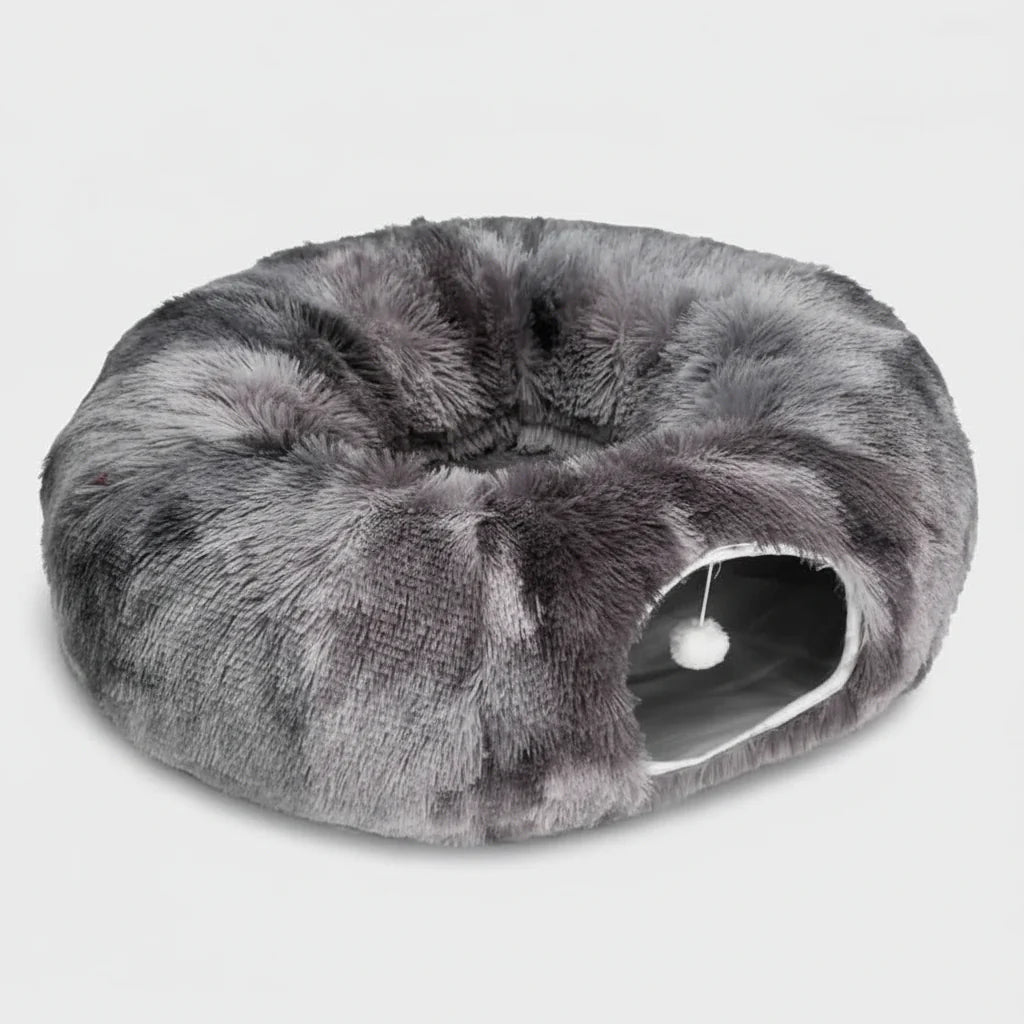 Plush Cat Tunnel Bed – 2-in-1 Cozy Sleeping Bed and Interactive Toy