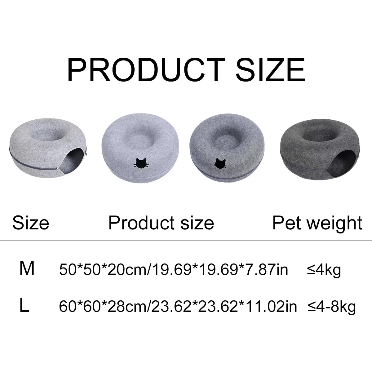Felt Donut Cat Bed | 2-in-1 Cat Tunnel Bed & Hideout