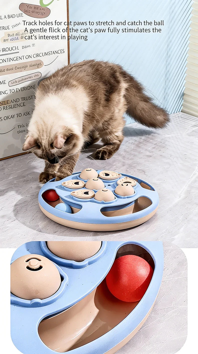 Smart Cat Puzzle Toy Slow Feeder Interactive Turntable Food Dispenser For Indoor Cats Anti-Boredom Pet Training Play Toy