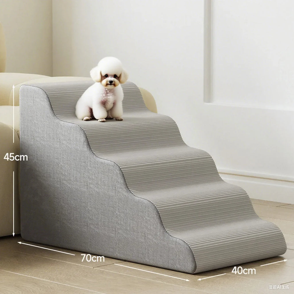 3/4/5 Step Dog Stair Scratch Resistant Washable Anti Slip Pet Ramp Steps Dog Stairs for Sofa Cats Durable Portable Pet Accessory