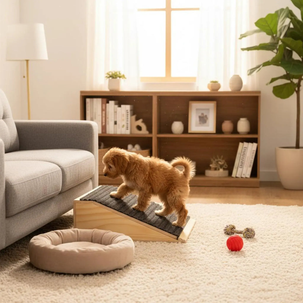 Wooden Pet Step Ramp Joint Protection Anti-Slip Dog Stair Single Step Pet Ramp Strong Wood Construction for Elderly Animals