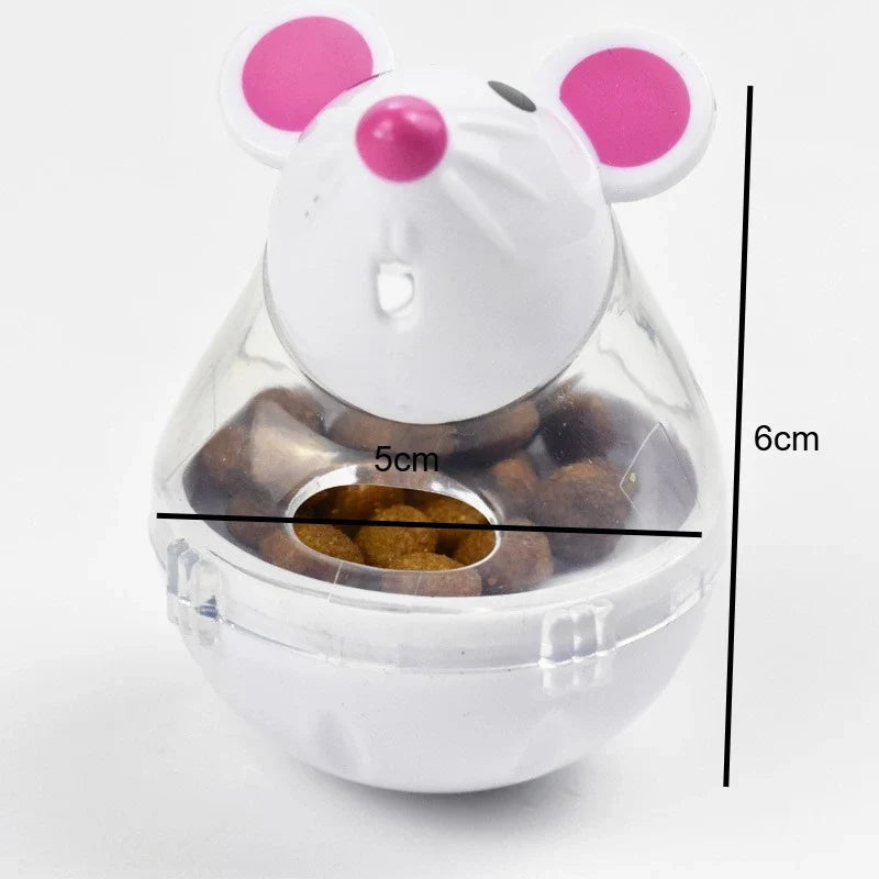 5cm Cat Slow Feeder Toy Mouse Tumbler Treat Dispenser for Cats Small Dogs Interactive Pet Puzzle Toy Pet Tumbler Leaks Food Ball