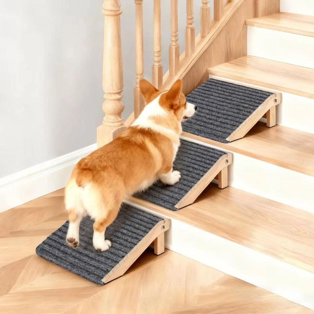 Dog Ramp Stairs Triangular Support Portable Pet Supplies Dog Stair Ramp Wood Pet Ramp Pet Ladder, for Sofa Car Bed Small Dogs