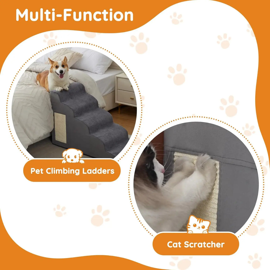 Dog Stairs for Small Dogs, 4-Step Dog Ramp for Bed 19.7' H, Dogs Steps for Bed, Couch, Pet Stairs with Non-Slip Bottom Design, C