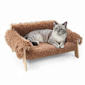 Raised Cat Sofa Bed with Wooden Legs – Plush Pet Couch for Cats and Small Dogs