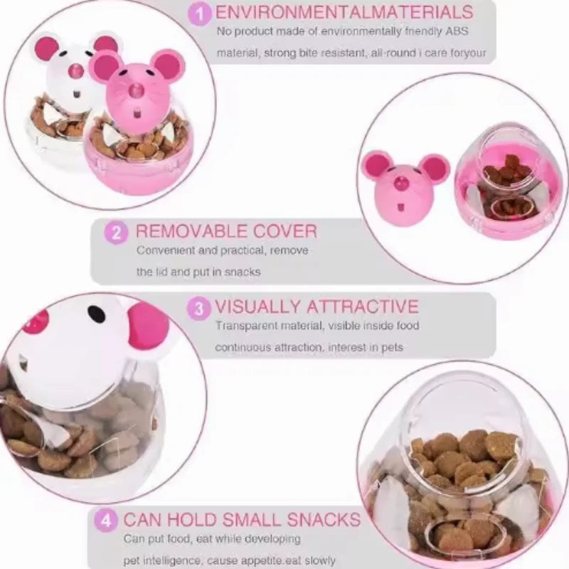 Pet Feeder Cat Toy Mouse Rolling Food Dispenser Bowl with Leakage Feature Funny Training Play Tool for Kittens And Cats Pet Supp