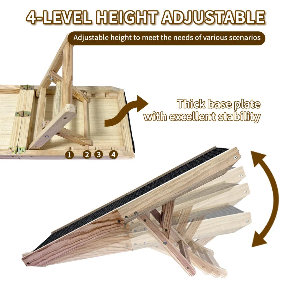 Dog Stairs Ramp Foldable Portable Pet Ladder Car Bed Sofa Step for Small Medium Senior Dogs Non Slip Lightweight Safe OutdoorUse