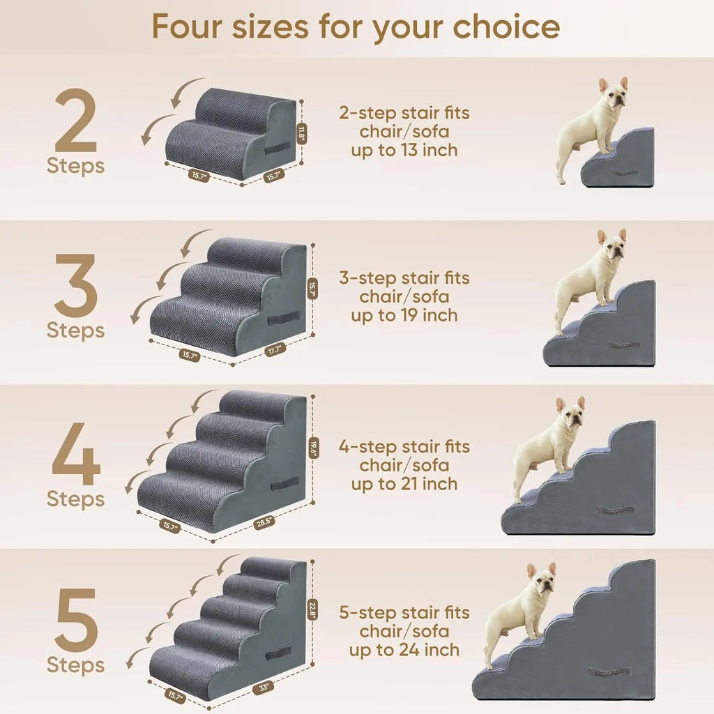 Pet Stairs for Dogs 4-Step, 19.6' H Pet Stairs for High Bed, Couch Sofa & Chair, 30D Material Soft Foam Dog Steps with Non-Slip