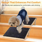 Dog Stair Ramp Compact Wooden Pet Ladder with Traction Mat Safe Climbing for Small Pets Bed Couch Car