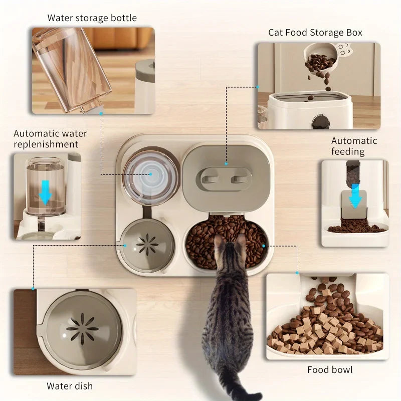 Automatic Cat & Dog Feeder Bowl with Water Fountain | Spill-Proof Pet Feeder