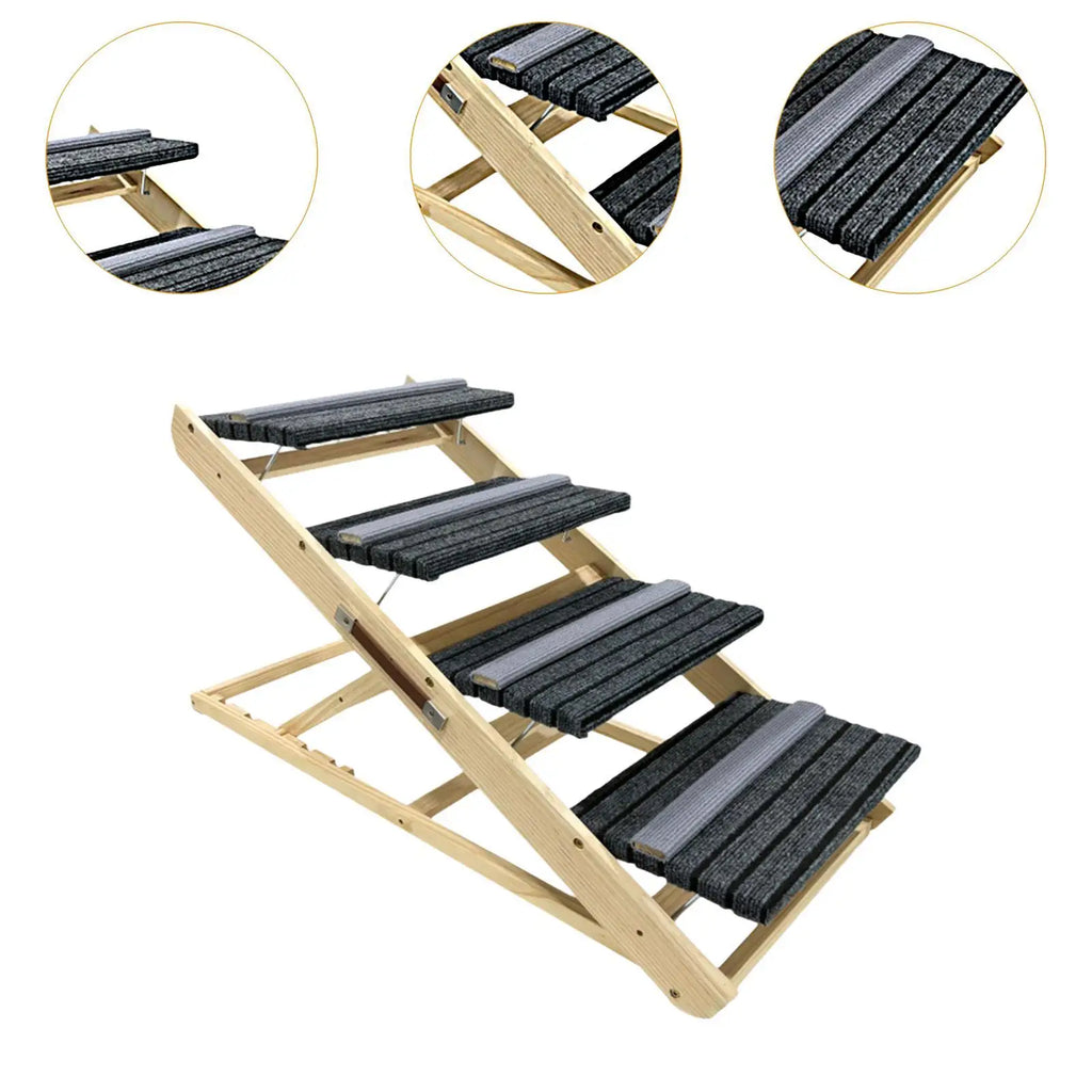 Wooden Pet Stairs Folding for Small and Older Animals Stable Dog Ramp Dog Ladder for SUV Climbing Sofa Trucks Indoor Cats