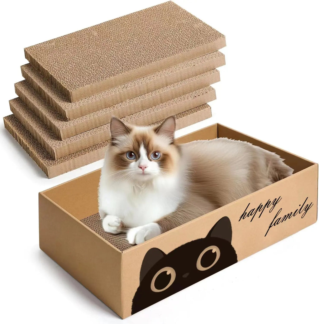 Durable Cardboard Cat Scratching Pad with Cat Bed Combo Non-Shedding All-Season Pet Bed Toy for Cats, Essential Pet Supplies