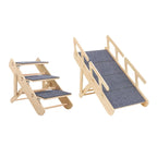 Wooden Dog Stairs Foldable Pet Ramp Portable Steps Sturdy Ladder for Animals Climbing High Beds Couches and Cars