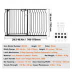 Baby Gate, 29.5"-46.4" Extra Wide, 30" High, Dog Gate for Stairs Doorways and House, Easy Step Walk Thru Auto Close Child Gate Pet Security Gate with Pressure Mount Kit and Wall Mount Kit, Black