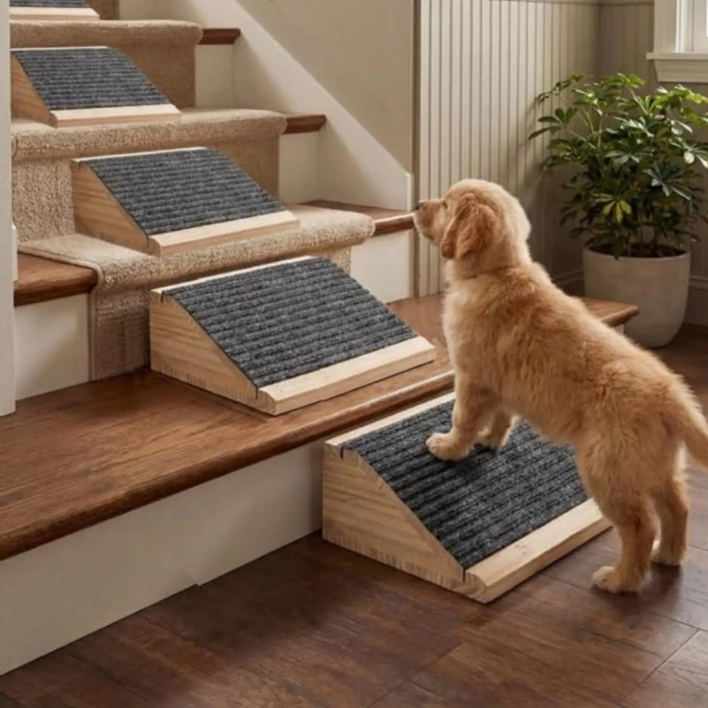 Wooden Pet Step Ramp Joint Protection Anti-Slip Dog Stair Single Step Pet Ramp Strong Wood Construction for Elderly Animals