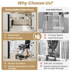 Retractable Baby Gate,HDJ 120inch Extra Wide Baby Safety Gate for Stairs,Doorways,Dog Gate Pet Gate for Indoor and Outdoor,Black