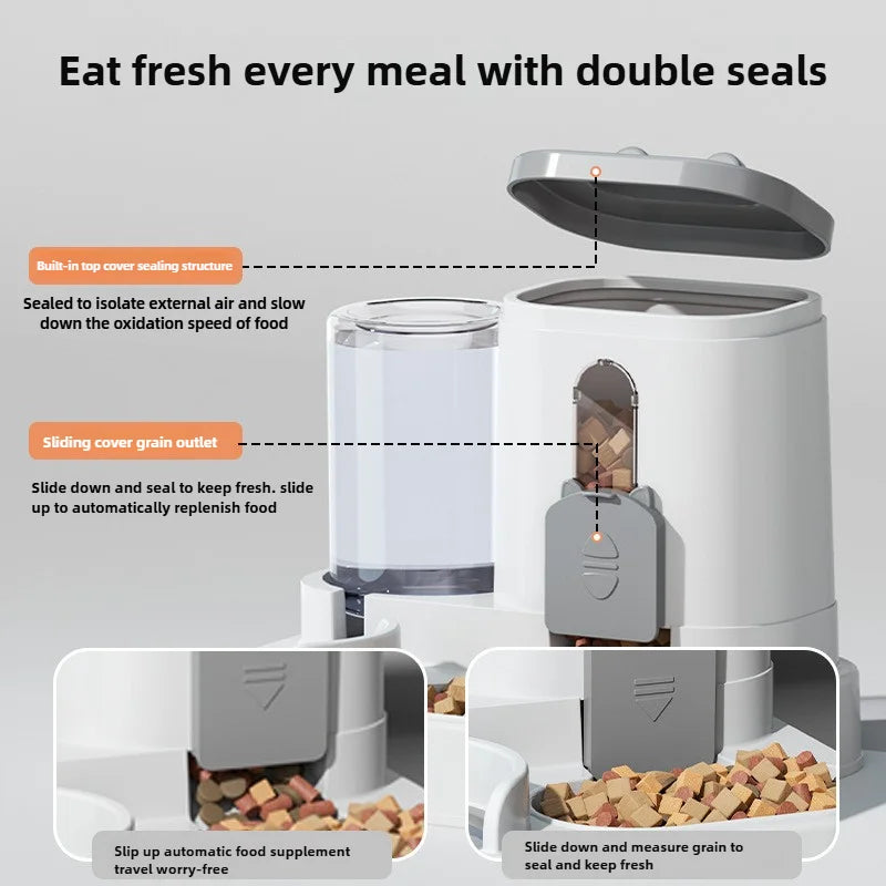 Automatic Cat & Dog Feeder Bowl with Water Fountain | Spill-Proof Pet Feeder