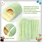 Large all-season cat house (including a warm winter bed) – with decorative panels and a fully enclosed comfortable sleeping bag.