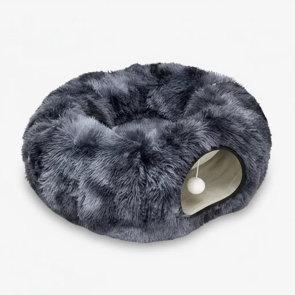 Plush Cat Tunnel Bed – 2-in-1 Cozy Sleeping Bed and Interactive Toy