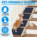 Wooden Dog Stair Ramp for Small to Medium Dogs, Indoor Pet Climbing Ladder with Anti-Slip Surface, Cat Ramp, Dark Grey and Wood