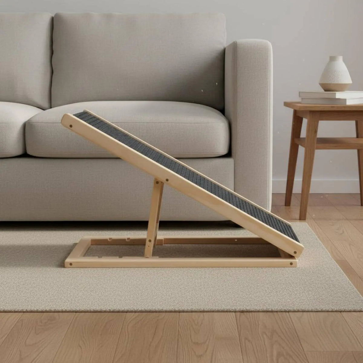 Adjustable Wooden Pet Ramp Space-Saving Foldable Dog Stairs Foldable Dog Ramp Strong Load-Bearing Wooden Pet Ladder for Bed