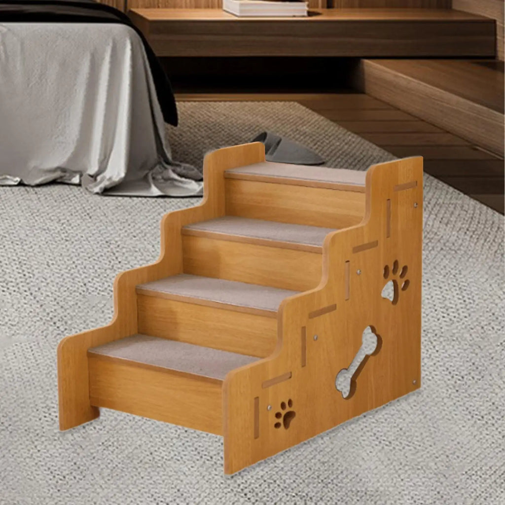 Pet Stairs Dog Stair For High Bed Portable Lightweight Wooden Pet Stair For Couch Bed Anti-Slip Slope Steps Sofa Beside The Bed