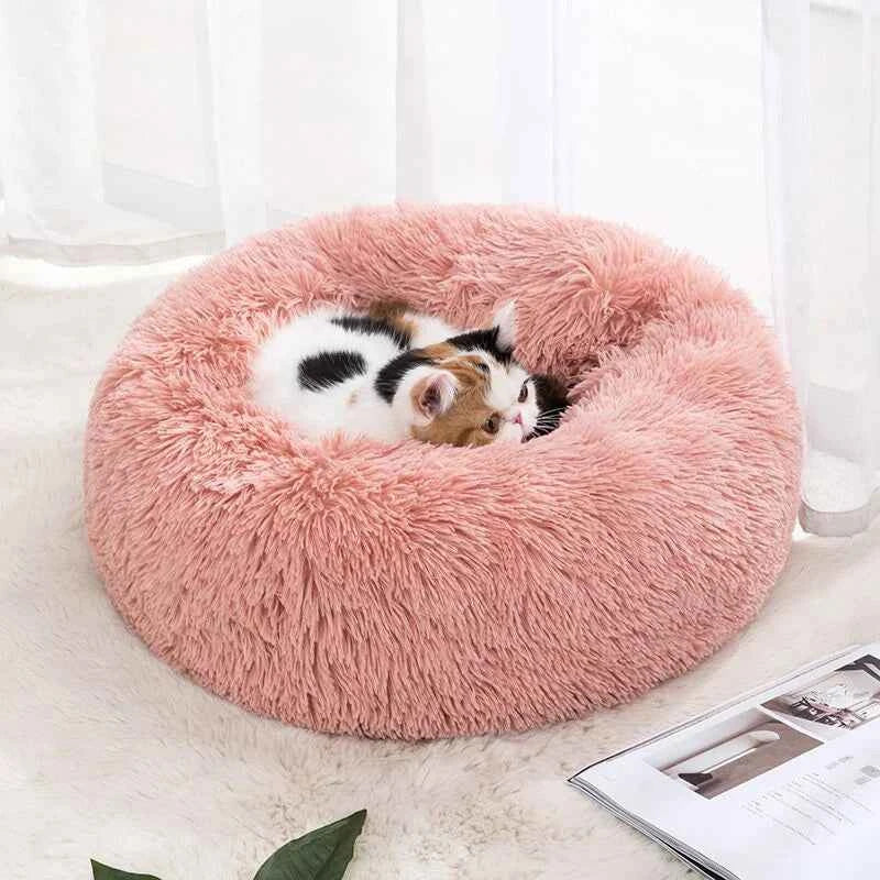 Donut Pet Bed – Calming Round Dog & Cat Bed Soft Plush Cuddler Nest