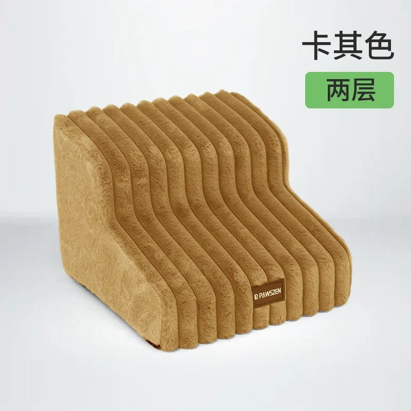 Plush Dogs Ladder with 35° Slope Ramp Non-Slip High Resilience Sponge Steps Pets Stairs Bedside Ramp Dog Supplies Accessories