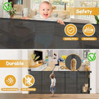 Reinforced Extra Wide Retractable Pet Gate With Cat Door For Doorways
