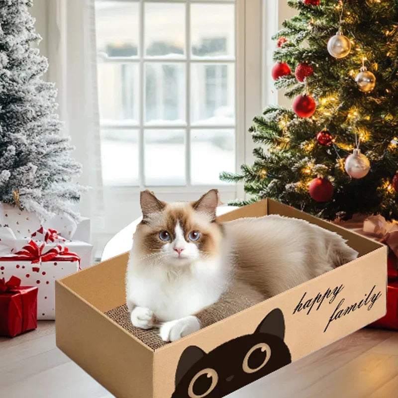 Durable Cardboard Cat Scratching Pad with Cat Bed Combo Non-Shedding All-Season Pet Bed Toy for Cats, Essential Pet Supplies