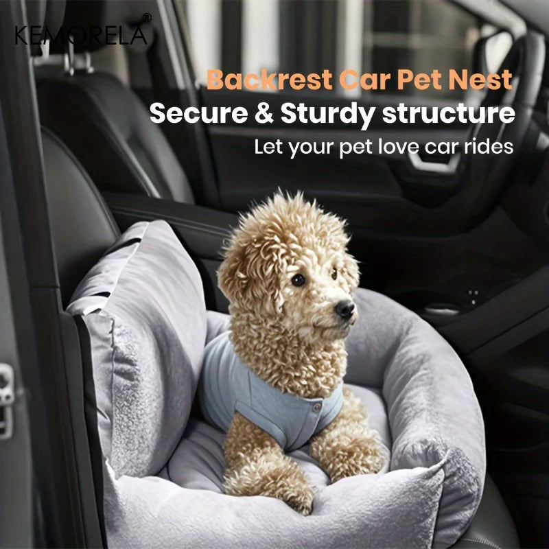 KEMORELA Car Seat for Cats & Small Dogs Winter Soft Gray Ergonomic Pet Carrier with Adjustable Straps Durable Polyester Material