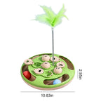 2-in-1 Cat Treat Puzzle Feeder Non-Slip Smart Cat Puzzle Toy Interactive Cat Turntable Slow Food Dispenser for Cats and Dogs