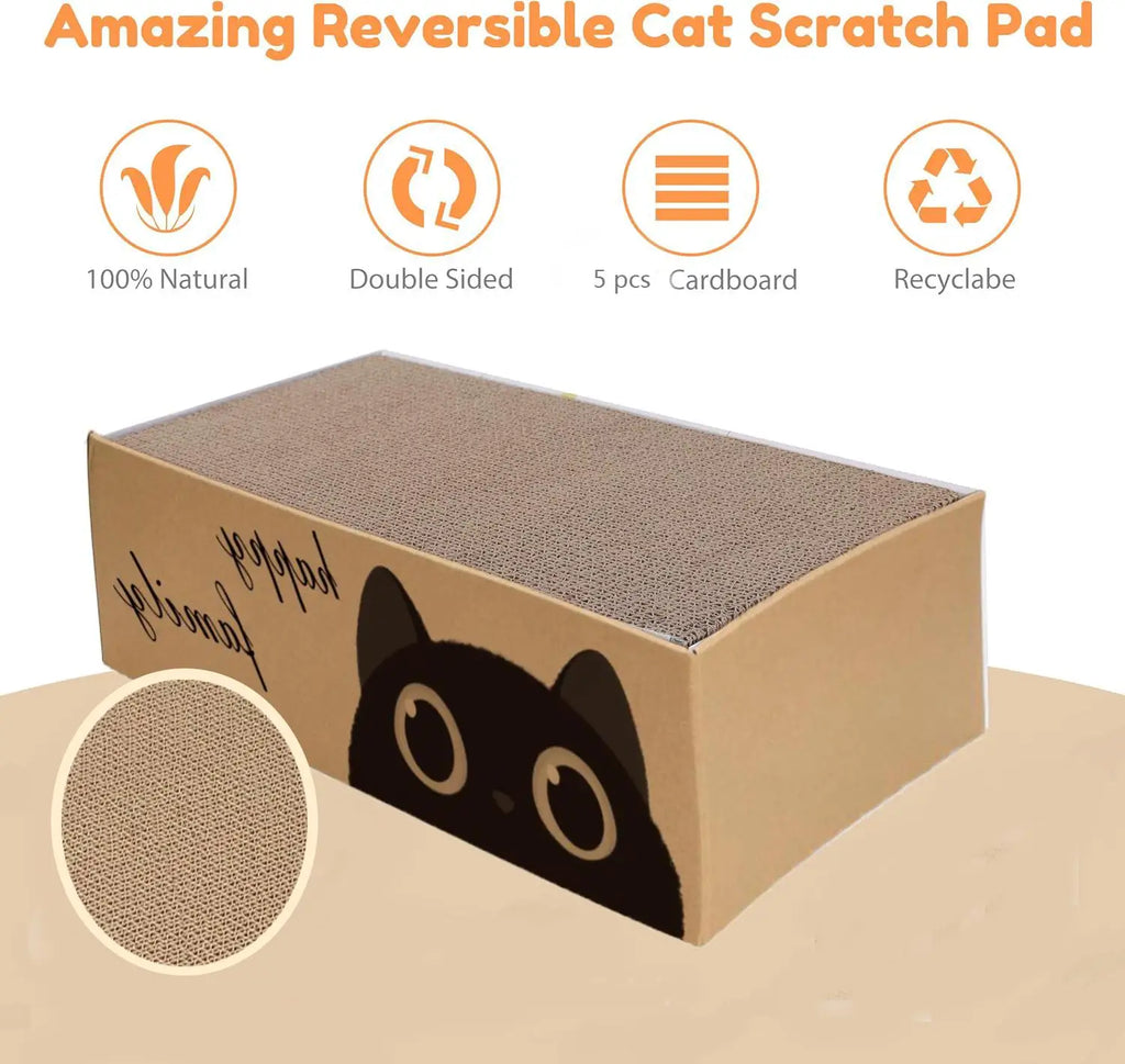 Durable Cardboard Cat Scratching Pad with Cat Bed Combo Non-Shedding All-Season Pet Bed Toy for Cats, Essential Pet Supplies