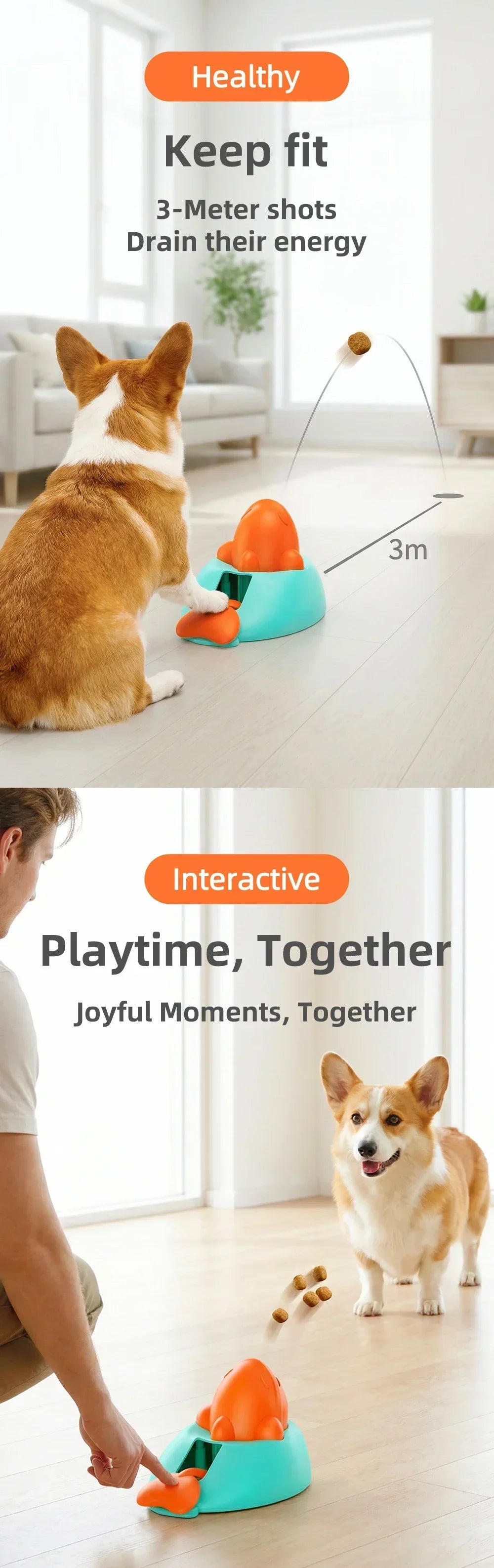 Interactive Dog Toy Snack Launcher Funny Training Feeding Tool for Small Medium Pet Puppy Slow Feeder Cat Puzzle Treat Dispenser