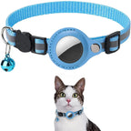 Cat AirTag Holder Collar – Adjustable Reflective Breakaway Kitten Collar with Bell & Waterproof AirTag Case