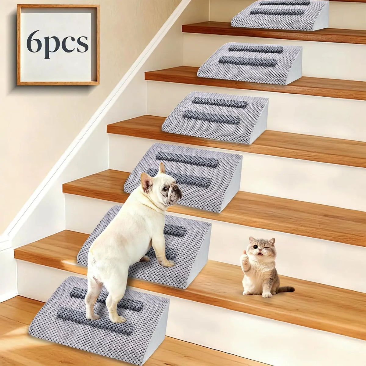 Dog Ramp for Stairs with Anti-Slip Bump for Small & Senior Dogs and Cats – Stair Wedges for Dogs with Gentle Slope, Pet Ramp wit