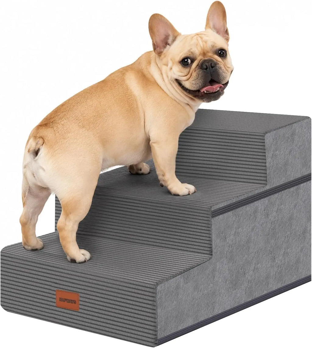 Dog Stairs for Small Dogs, 13.5' H, 3-Step Pet Steps for Bed Couch Sofa and Chair, Non-Slip Balanced Pet Ramp for Injured & Seni