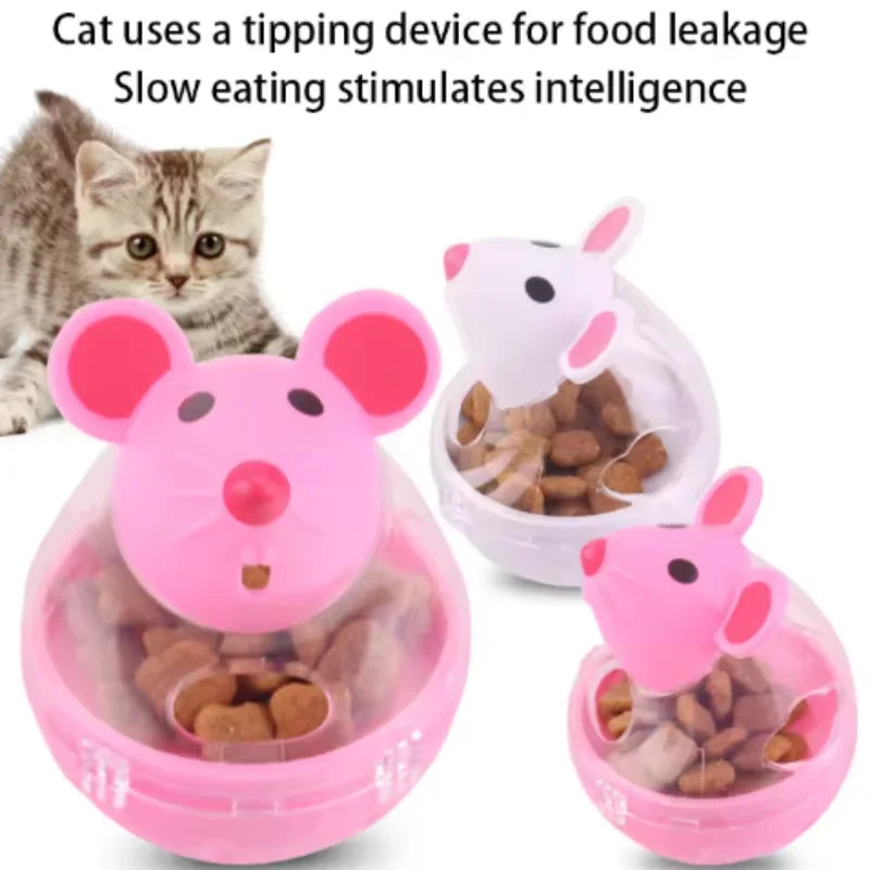 Pet Feeder Cat Toy Mouse Rolling Food Dispenser Bowl with Leakage Feature Funny Training Play Tool for Kittens And Cats Pet Supp