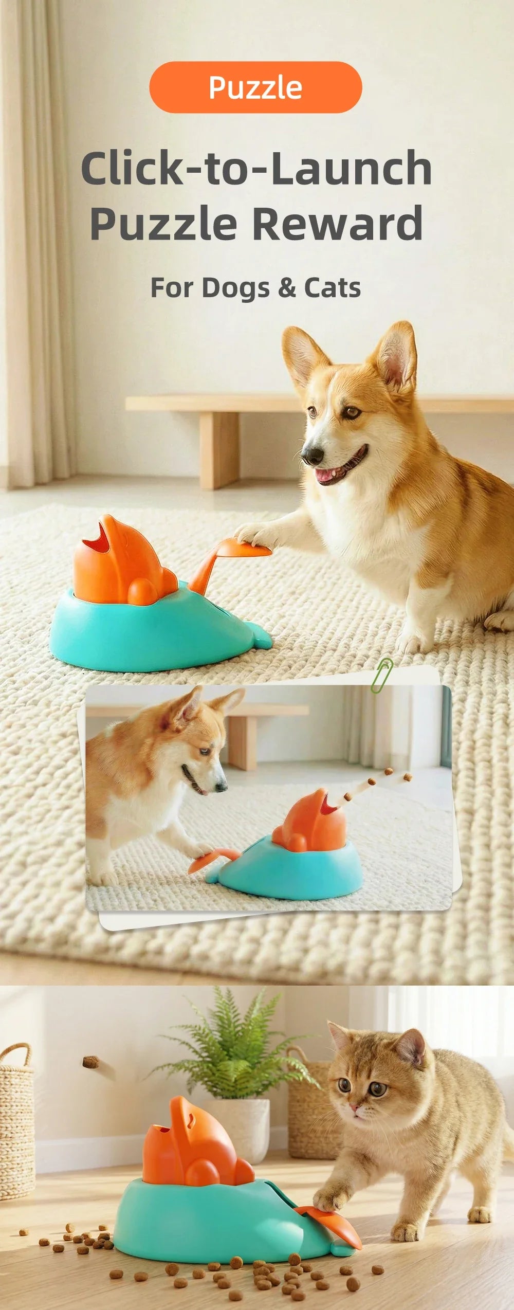 Interactive Dog Toy Snack Launcher Funny Training Feeding Tool for Small Medium Pet Puppy Slow Feeder Cat Puzzle Treat Dispenser