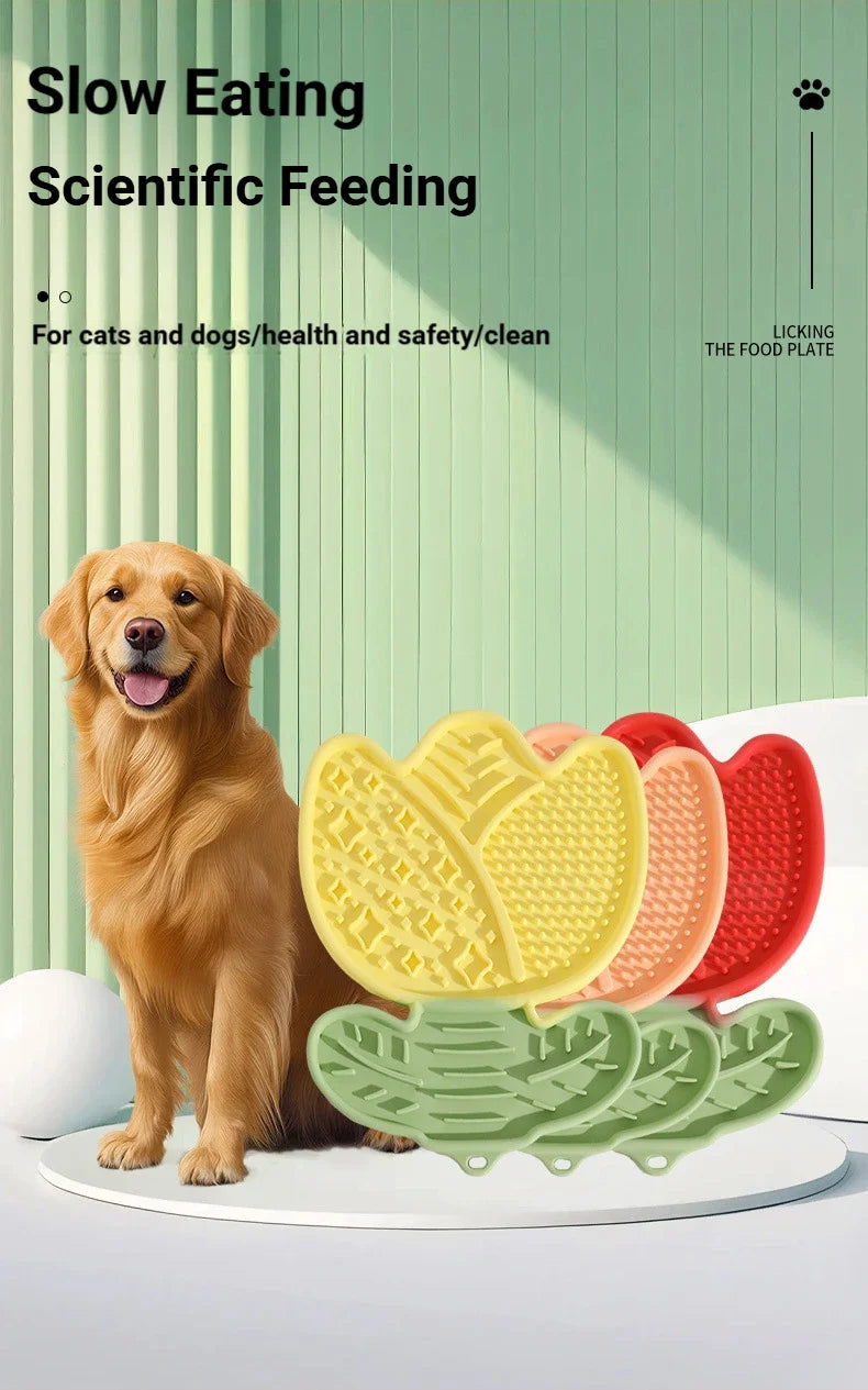 Multi-Function Lick Mat for Pets,Non-Slip Slow Feeder with Divider, Boredom Relief Anti-Choke Dining Mat for Dogs Cats,Dog Mat