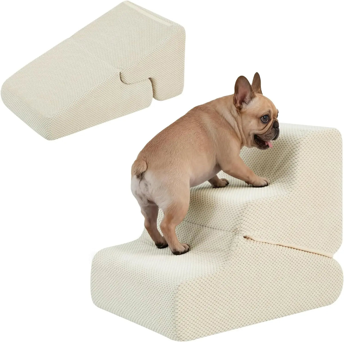 Dog Ramp for Bed, 16.5' H Dog Stairs for High Bed, 2 in 1 Pet Steps for Small Dogs, 3-Step Foldable Transformable Large Cats Ram